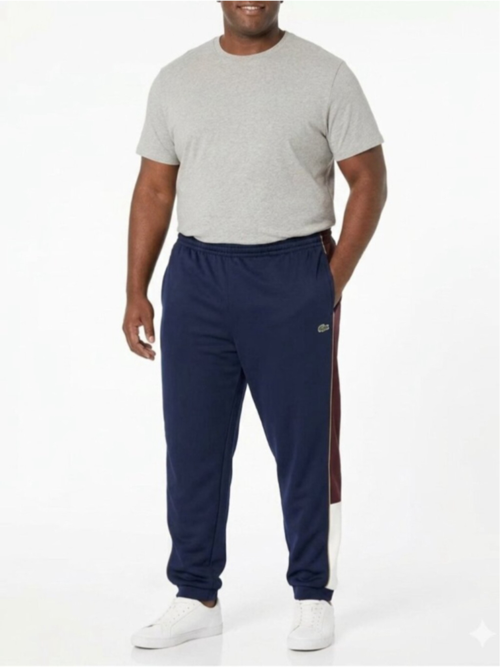 NWT Lacoste Men’s Tapered Leg Blue Brown White Colorblock Joggers Sweatpants 425